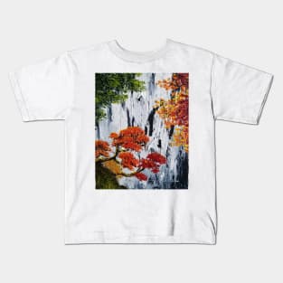 Waterfall Painting, Fall Foliage Art, Autumn Trees, Orange Leaves, Waterfall bag, fall tote, rustic decor, rustic charm Kids T-Shirt